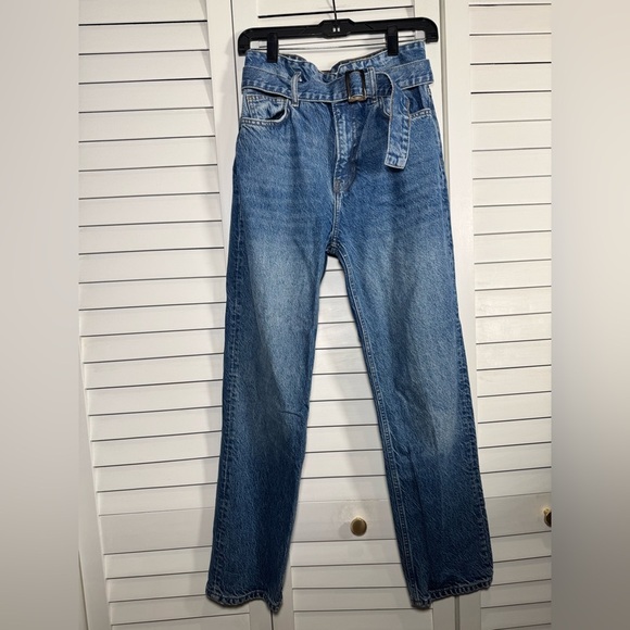 Reformation Cynthia Belted High Rise Straight Leg Jeans No Size See Measurements - Picture 2 of 10